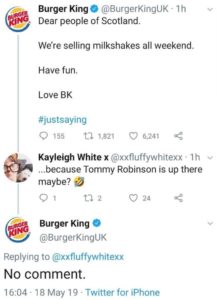 Burger King’s tweet encouraged attacks on politicians